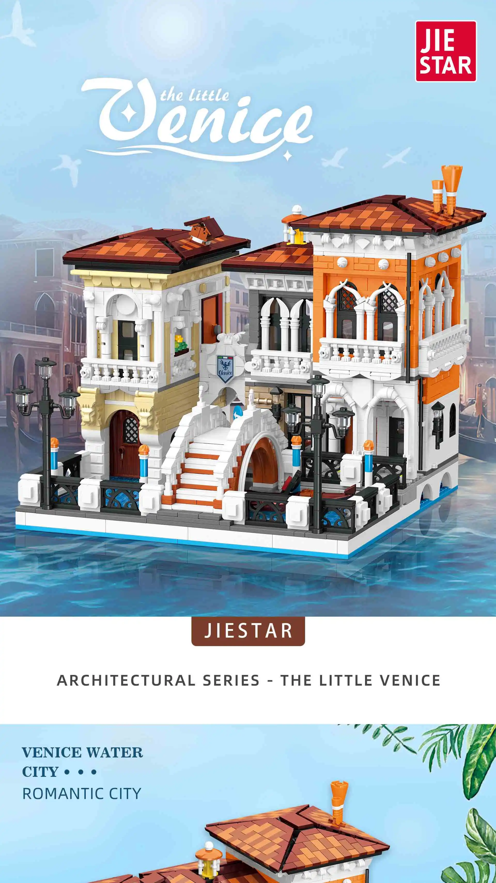 Kreative IDEEN 2926-teiliger Venedig-Baukasten Straßenansicht Europäische Architektur Modell Bausteine Spielzeug DIY-Set Erwachsenen-Puzzle Geschenke – Detail 1