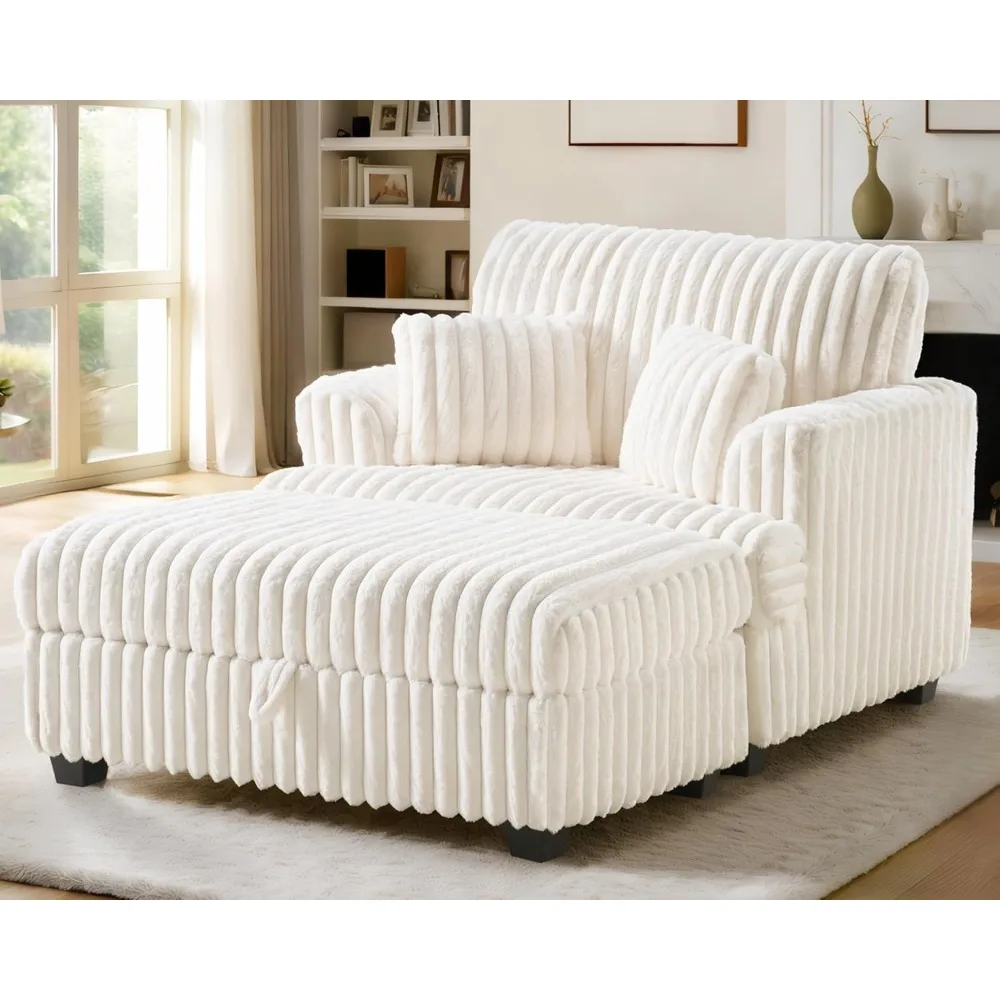 

Кресло-шезлонг в помещении с пуфиком для хранения вещей, 50-дюймовое кресло-кровать большого размера, удобный диван-диван с обивкой для гостиной