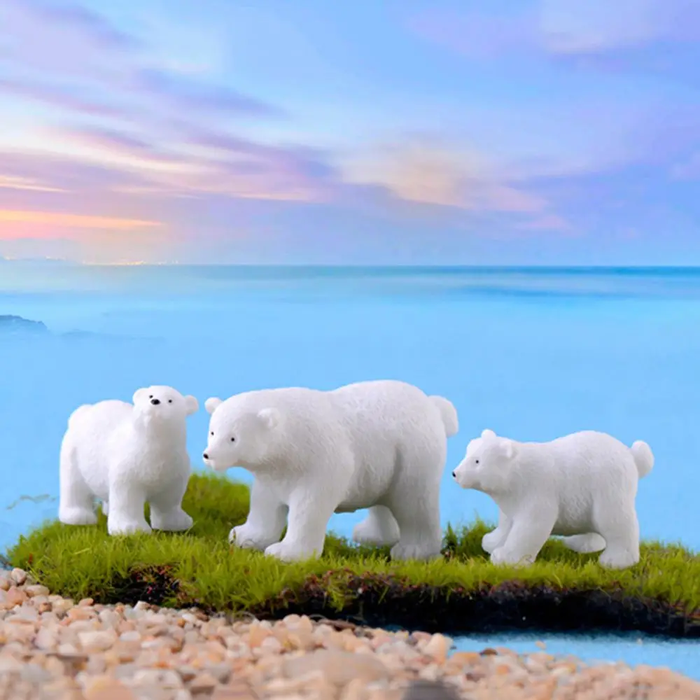 1 PC Mini Micro Landscape  Model Simulation White Bear Miniatures Polar Bear Figurines Animal