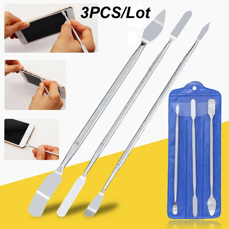 3PCS Repair Opening Pry Hand Tool Kit Blade Smart Phone Tablet PC Metal Spudger Disassemble Tools Set For IPhone/IPad/Tablet