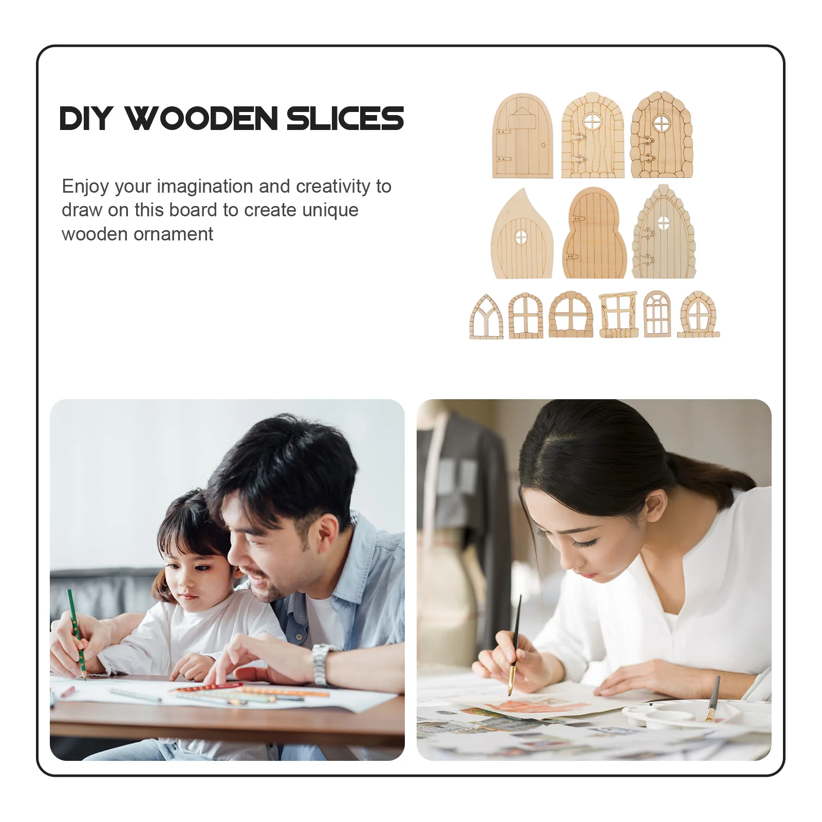 

48Pcs Blank Door Pieces DIY Graffiti Accessory Unfinished Wood Crafts for Creative Art and Decor Unpainted Fairy House Doors