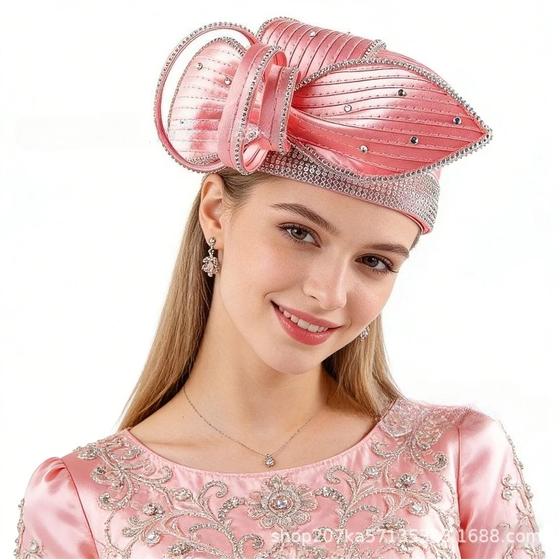 Woman High End Rhinestone Horse Racing Club Tea Party Fascinator Hats Formal Church Wear Photo Shoot Hat Headwear Accessories