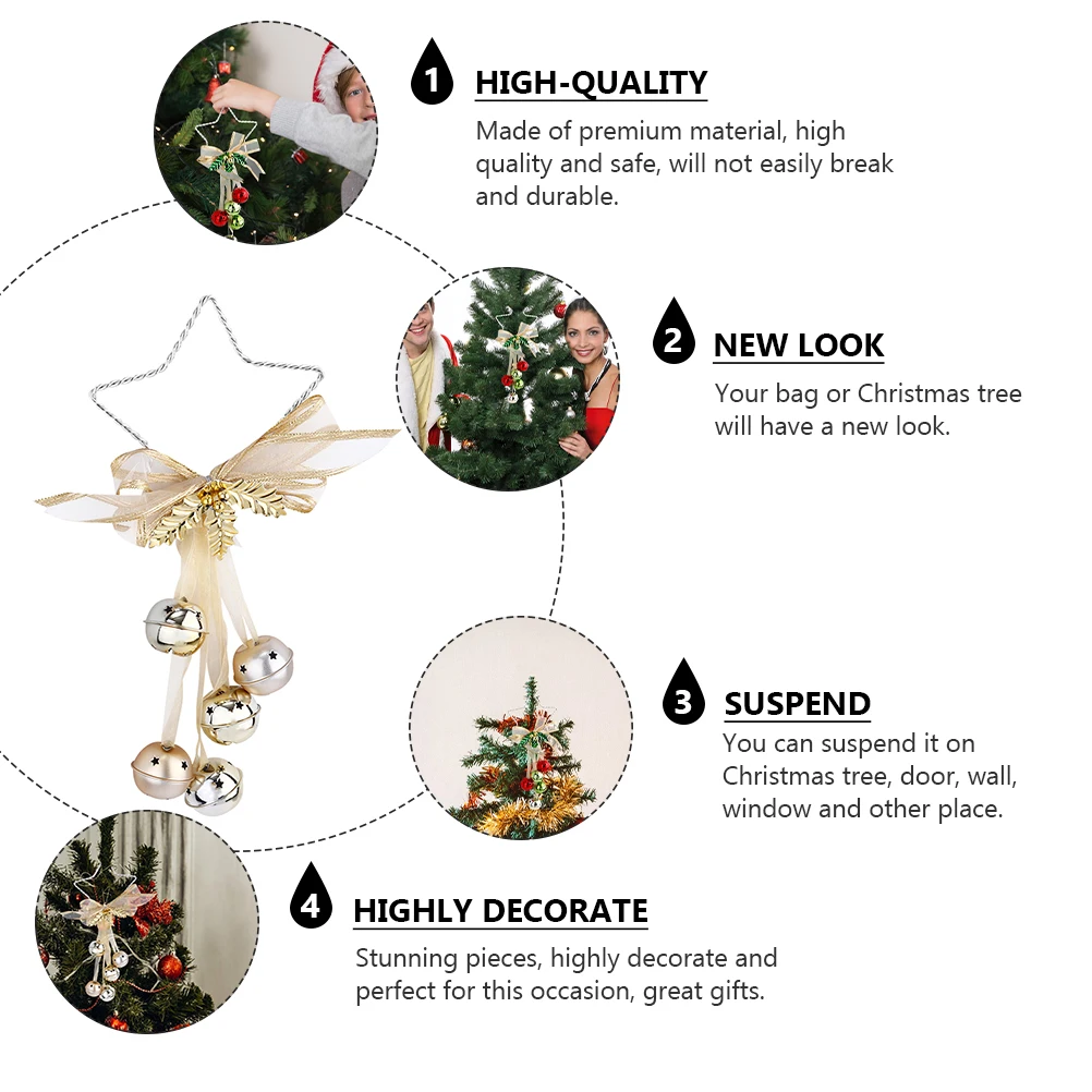 

2Pcs Christmas Bell Pendant Metal Hanging Ornament Xmas Tree Decoration Festival Bell Pendants Holiday Party Decor Supplies