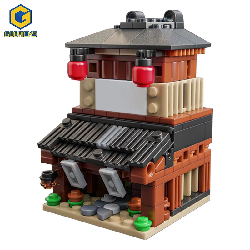 

Gobricks MOC City Street View Machiyas Kyoto Building Blocks Japanese Apartment Vintage Old House Architecture Bricks Model Toy