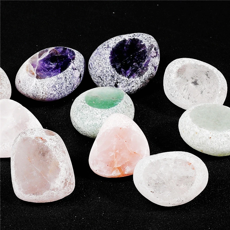 صندوق هدايا عشوائي عالي الجودة على شكل بيضة إيما لتزيين الحجر الخام والكريستال الطبيعي، هدية عيد ميلاد، ديكور المشهد.