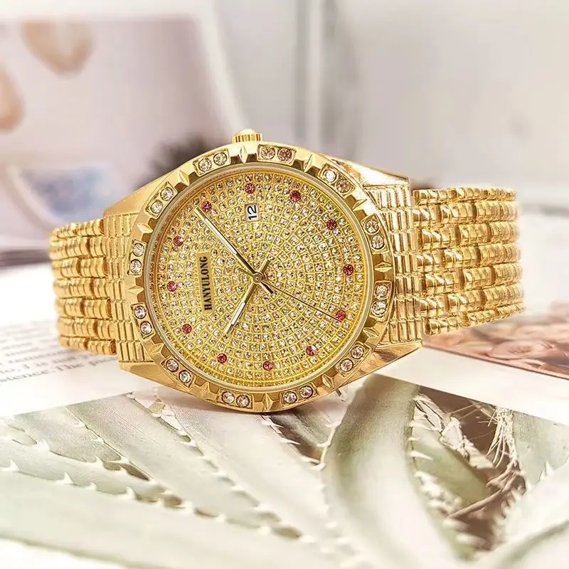 Accessories Gifts for Women's Quartz Watches Full Diamond Luxury Designer Calendar Watches for Ladies Fashion Wristwatch Clock