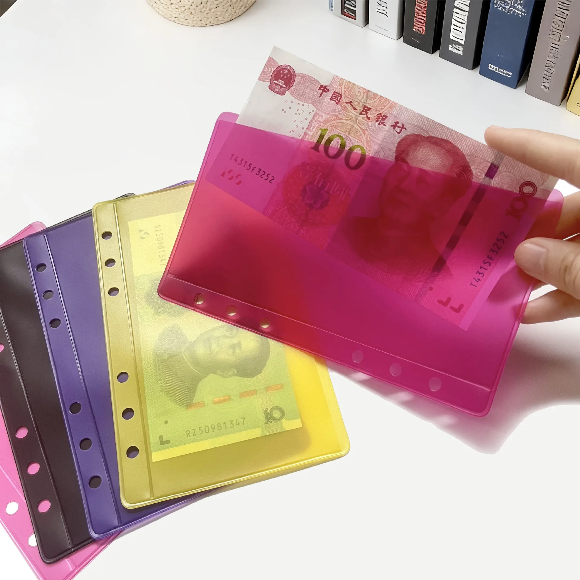 

A6 Opening Pockets Colored PVC Single Pocket Loose Leaf Bag Divider Page Waterproof PVC Leaf Document Filing Bag