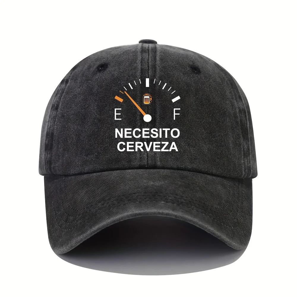 NECESITO CERVEZA Pattern Printed Vintage Duckbill Cap, Fashionable Retro Curved Brim Baseball Cap, Casual Outdoor Sun Hat