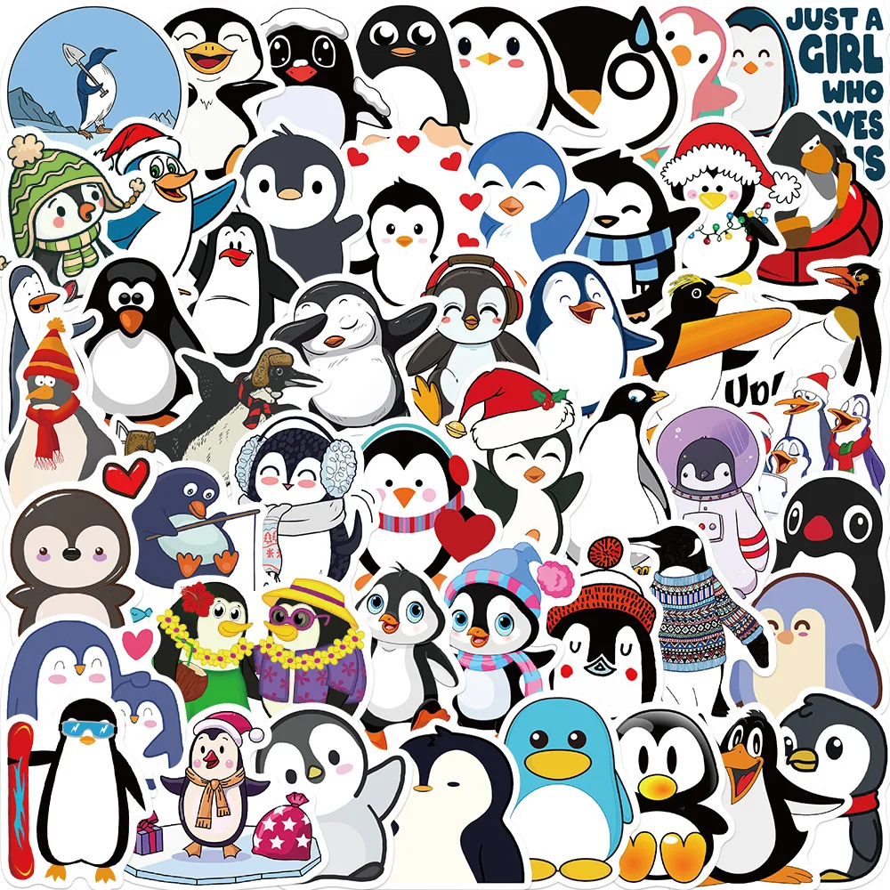 50pcs Cute Funny Penguin Series Graffiti Stickers For Mobile Phone Shell Skateboard Decorative Stickers DIY Toy Sticker Pack
