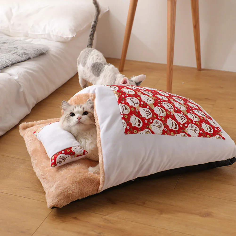 

Japanese Style Lamb Cashmere Cat Bed Soft Warm Pet Kennel Cushion Washable Durable Winter Sleeping Bed Dog Mat