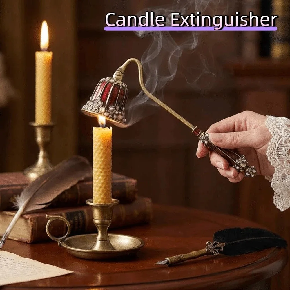 Long Handle Candle Extinguisher Vintage Exquisite Flame Snuffer Metal Safely Extinguish Candle Flame Stopper Hotel