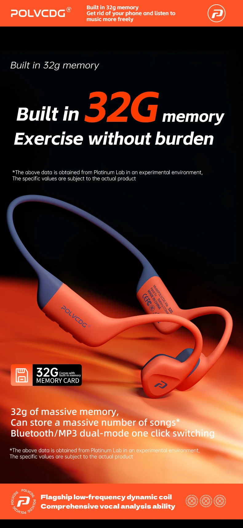 POLVCDG Knochenleitungs-Kopfhörer IPX8 Wasserdicht 32GB Speicher Bluetooth 5.4 Silikonmaterial 2024 Neues Produkt X16 – Detail 12