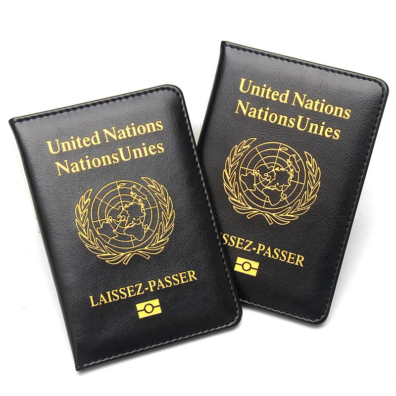 United Nations Laissez-Passer Passport Cover PU Leather Protector Case UN Logo Travel Wallet