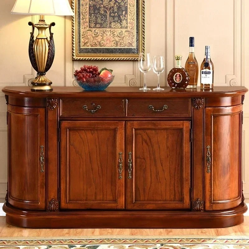 Massivholz-Sideboard-Schrank, Wandmontage, Haushaltsaufbewahrung, Esszimmer-Aufbewahrung, Teeschrank, Weinschrank im europäischen Stil