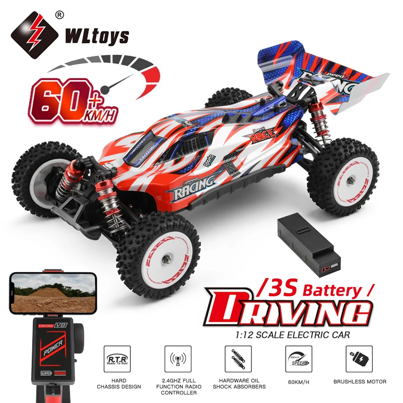 WLtoys 124008 60KM/H RC Car With 3S Battery Professional Racing Car 4WD Brushless Electric High Speed Drift Remote Control Toys