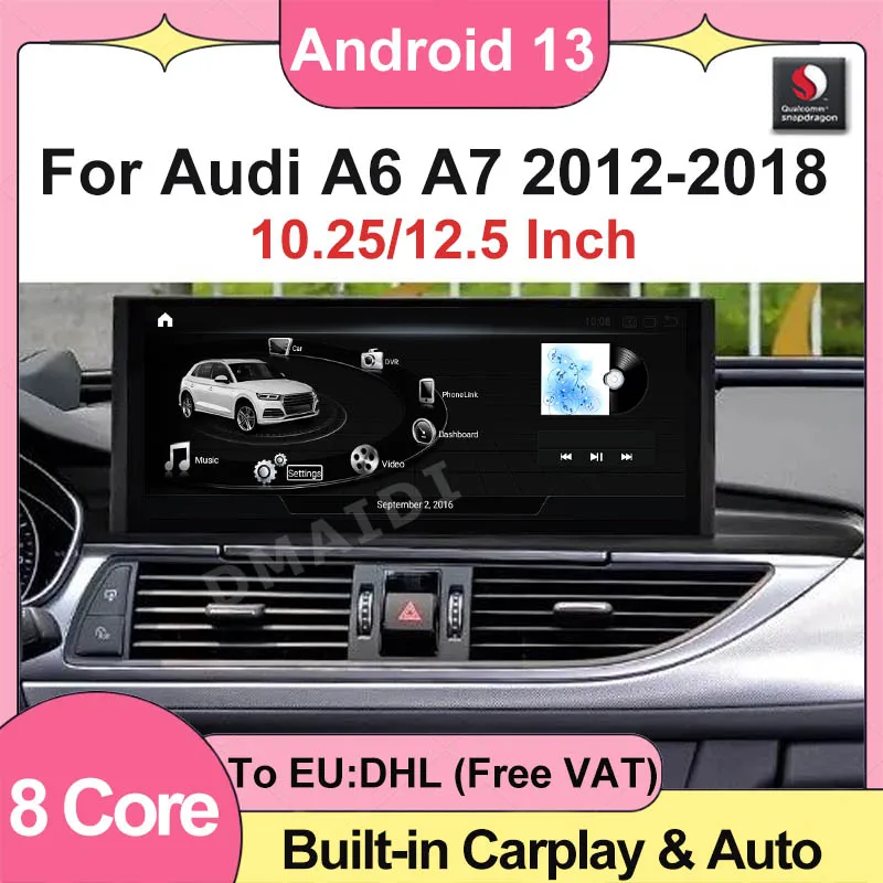 

Qualcomm Android 13 8G+256G Carplay AUTO For AUDI A6 A7 C7 2012-2018 Car Video Multimedia Player GPS Navigation Smart Screen 4G