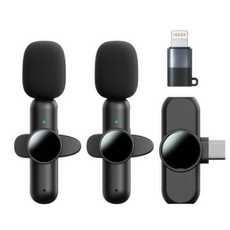 Microphone cravate sans fil pour iOS/Type-C avec réduction du bruit et effet de réverbération - Microphone cravate sans fil pour les diffusions en direct
