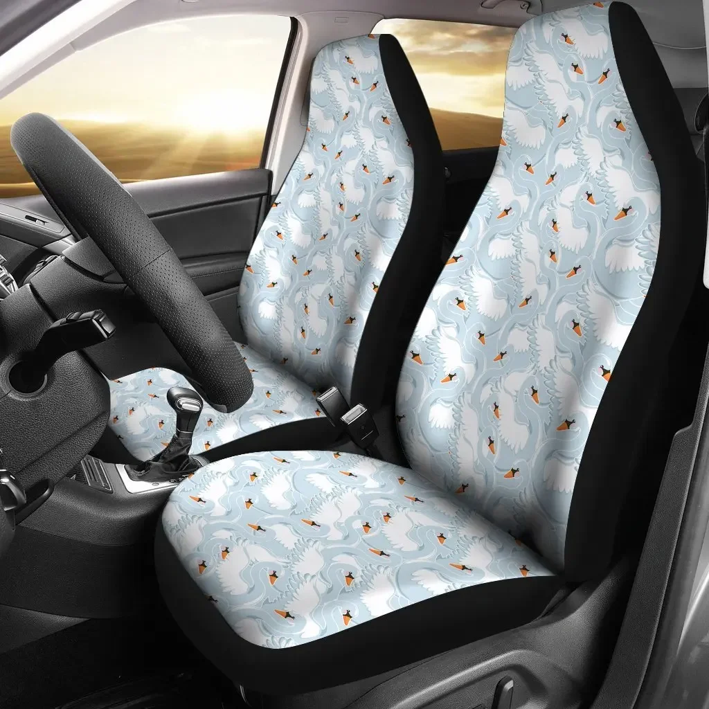 Swan Print Pattern Swan Print Seat Cover Car Seat Covers Set 2 Pc, Car Accessories Car Mats