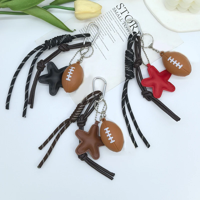Unisex Bag Pendants New Leather Pentagram Baseball Accessories High-quality Keychains Bag Charms Trendy Funny Versatile Bag