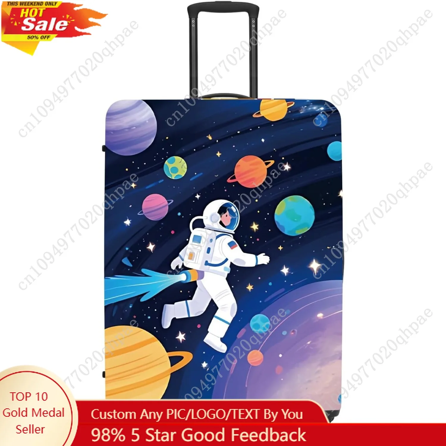 

Galaxy Luggage Cover 18-34 Inch - Floating Astronaut & Planets Suitcase Protector, Waterproof Anti-Scratch for Air Travel