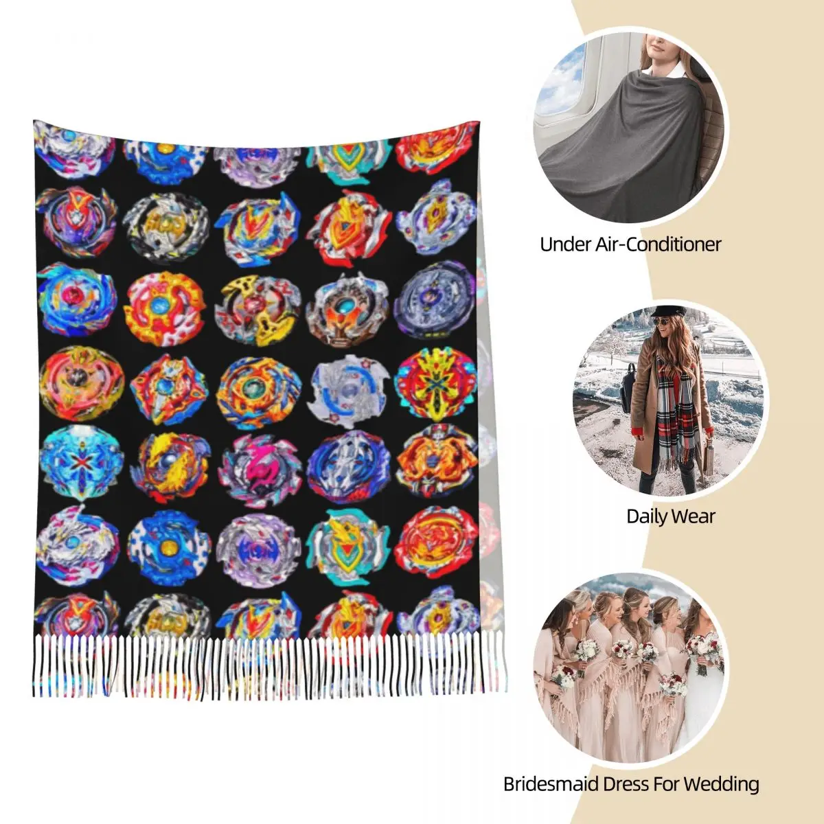 Occupblade-Écharpe Rafale à Pompon pour Femme, Grand Châle Rond, Doux et Chaud, Automne et Hiver