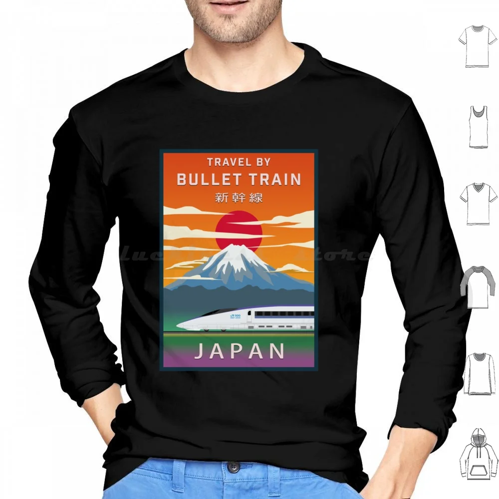 Travel Japan By Bullet Train-500 Series Shinkansen Hoodie cotton Long Sleeve Train Japan Bullet Train Netflix Bullet