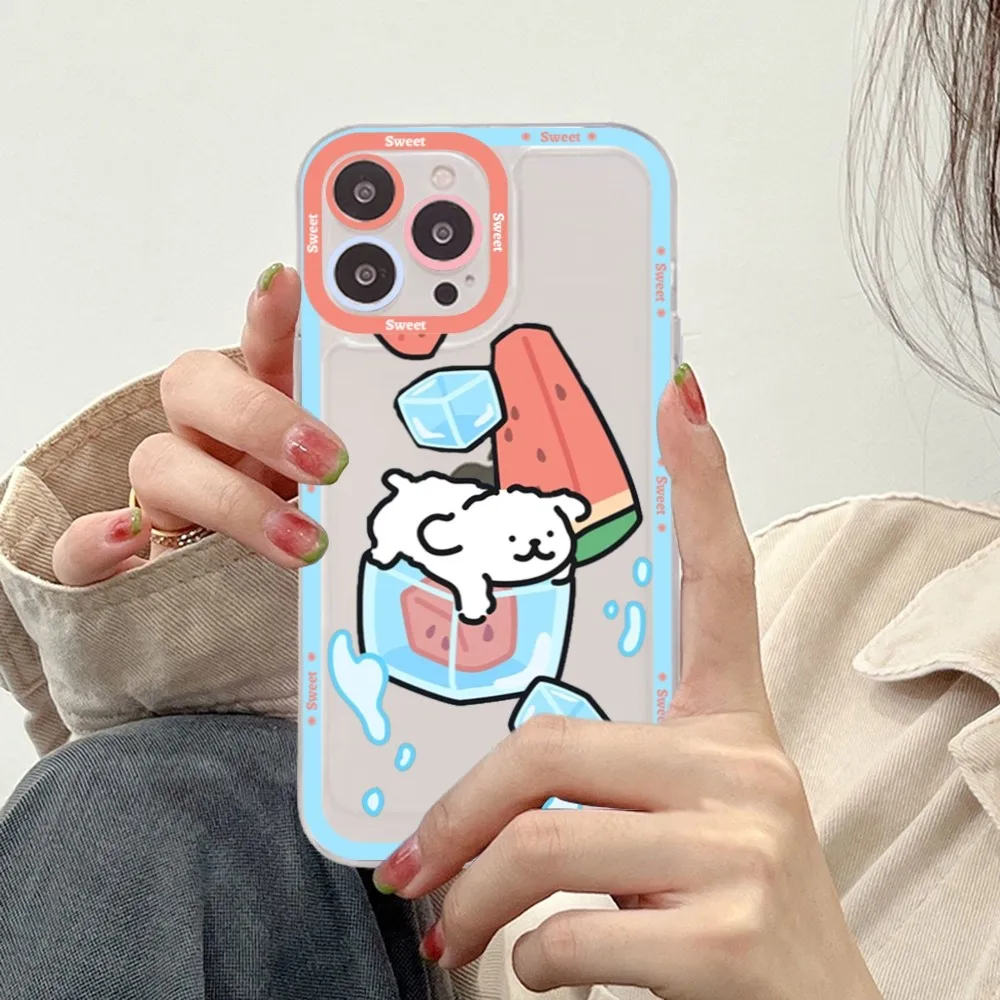 line puppy Maltese cute Phone Case For Samsung S 20 21 22 23 lite plus ultra Clear Mobile Cover Funda