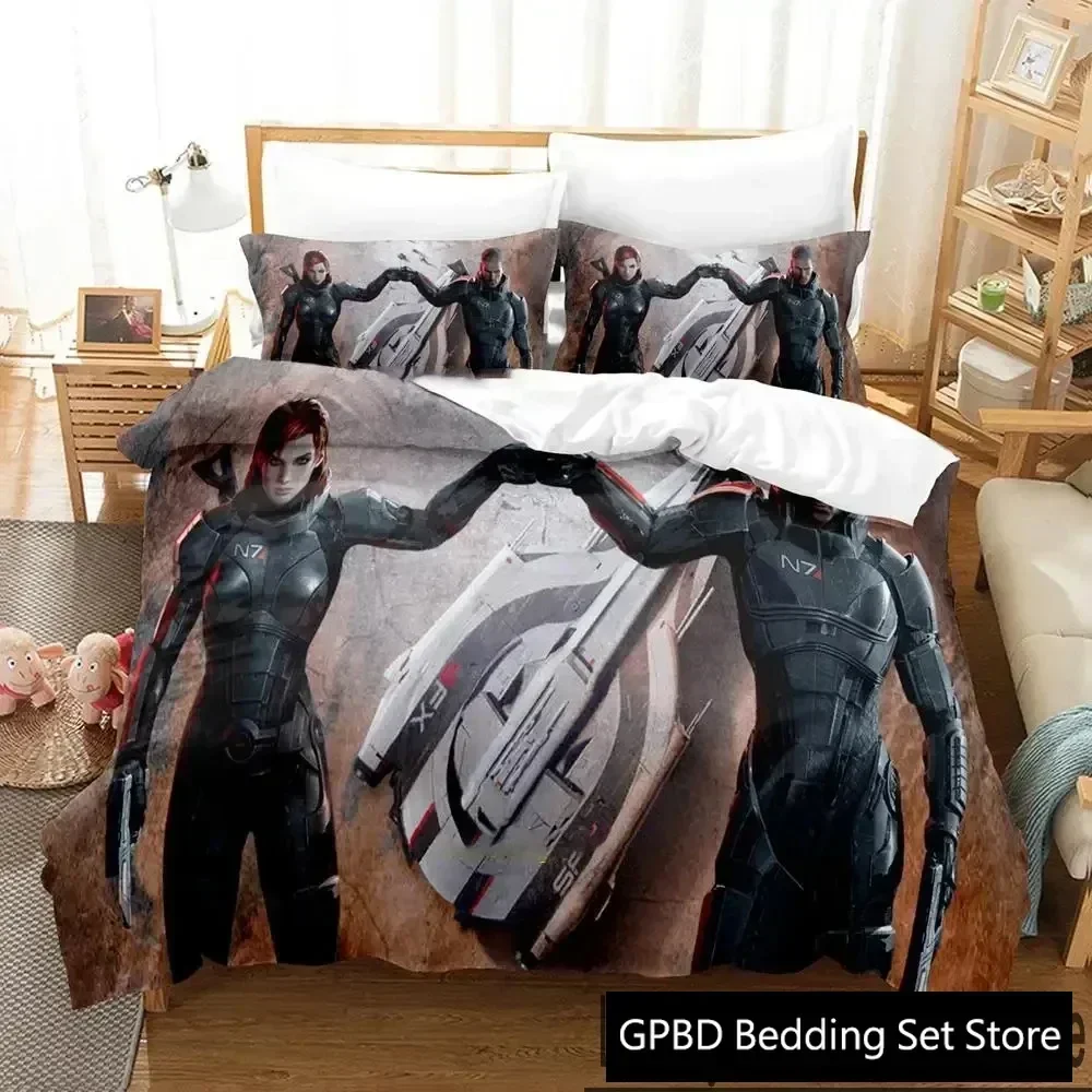 

New 3D Print Game Mass Effec Comfortable Duvet Quilt Cover Pillowcase Bedding Set Children Bedroom Decoration Home Textile