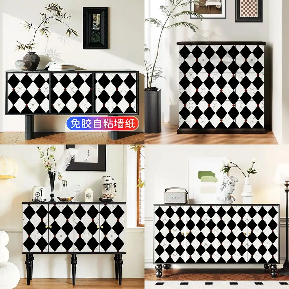 French Style Self Adhesive Wallpaper for Cabinet Doors Retro American Furniture Wardrobe Shoe Cabinet Refinishing Glass Coloring