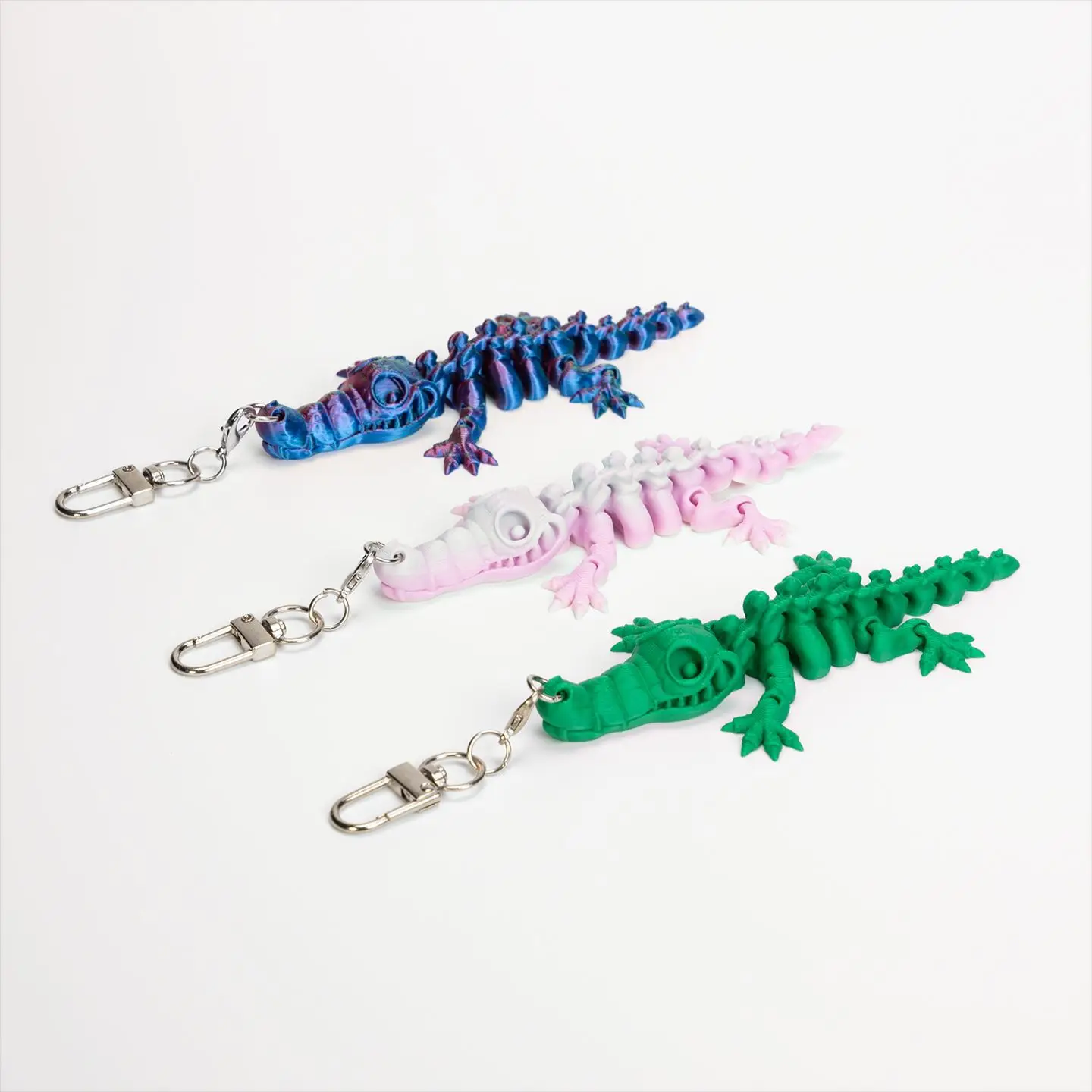 3D Printed Crocodile Keyring Joints Movable Simulation Skeleton Design Crocodile Pendant Creative Backpack Keyring Cute Gifts