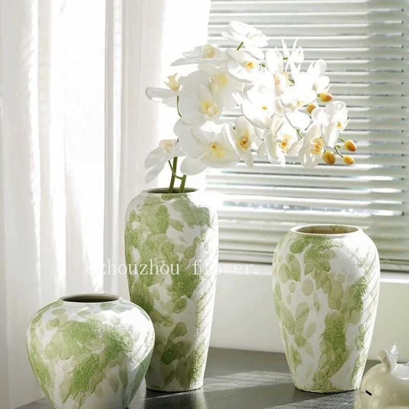 Vaso de cerâmica ornamento sala estar arranjo flor ornamento vaso de flores prateleiras para plantas oggetti decorativi casa