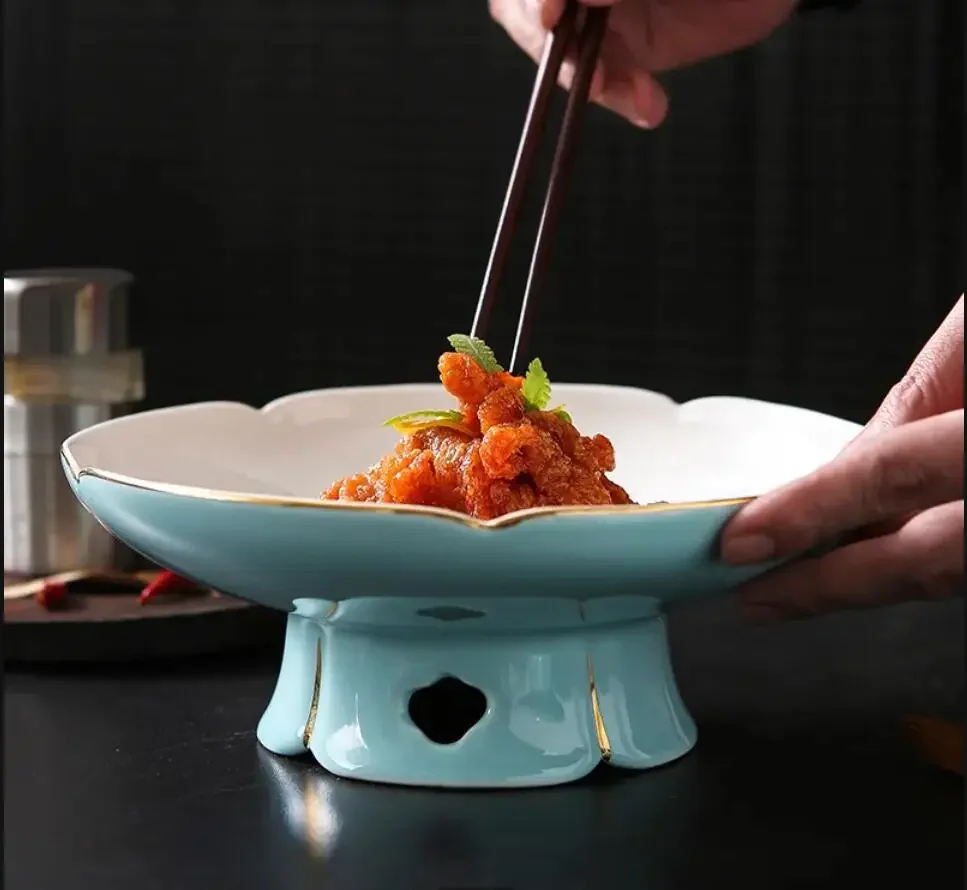 

Creative High-footed Fruit Plate Restaurant Gourmet Decoration Main Dish Plate Home Kitchen Ceramic Dinner Set Plates and Dishes