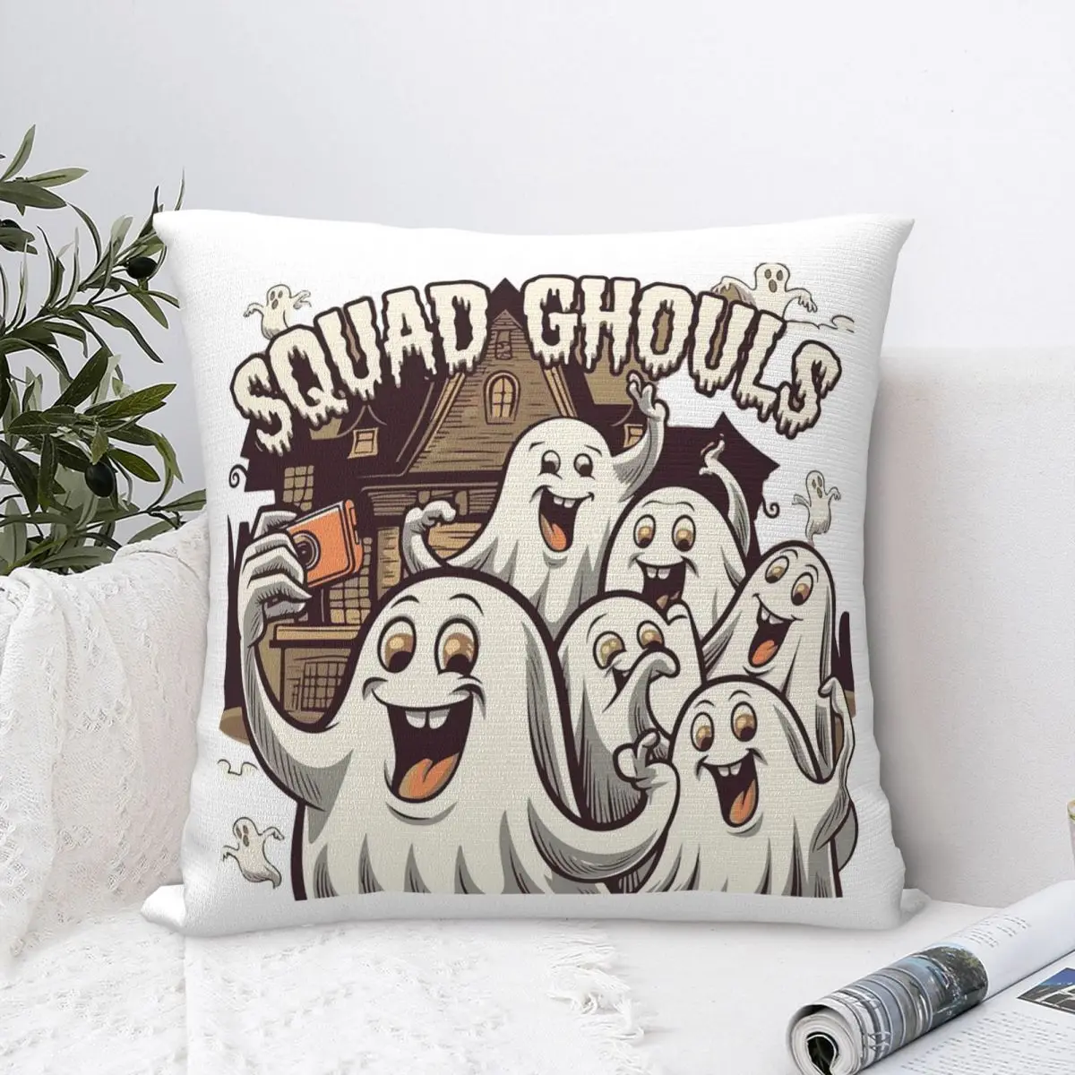 Squad Ghouls Pillowcase Polyester Cushion Comfort Throw Pillow Sofa Decorative Cushions Used for Home Bedroom Living Room