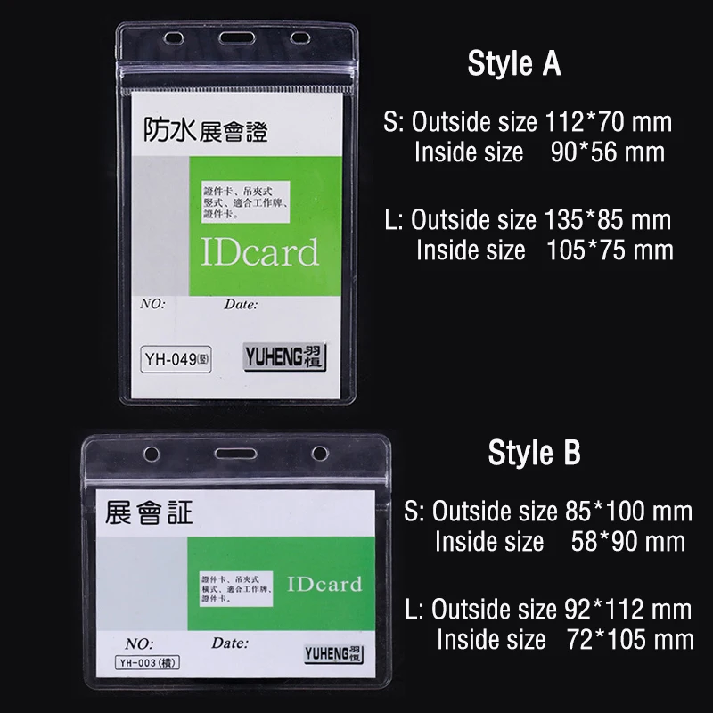 Portatarjetas transparente de PVC resistente al agua, portatarjetas de identificación de plástico, 50 piezas, para tarjeta de empleado, tarjeta de estudiante, tarjetas de crédito
