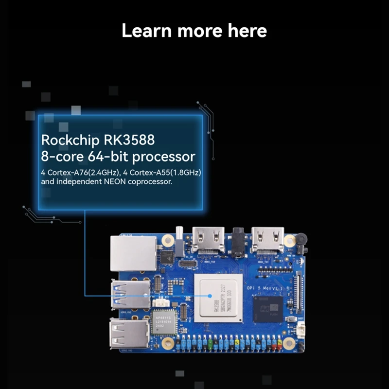 For Orange Pi 5 Max 8GB RAM LPDDR5 RK3588 Development Board M.2 PCIE 2.5G LAN Wifi+BT For Orangepi 5 MAX Single Board