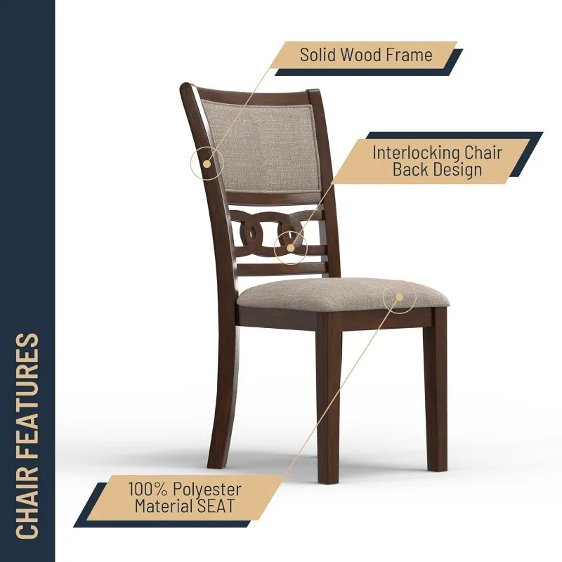 Conjunto de jantar redondo Gia de 5 peças com 1 mesa e 4 cadeiras, 42,25 polegadas, cereja