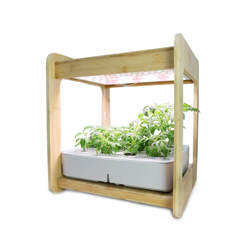 

New Home Hydroponic Greenhouse Growing Systems Modern Bamboo LED Plant Grow Light for Indoor Smart Garden