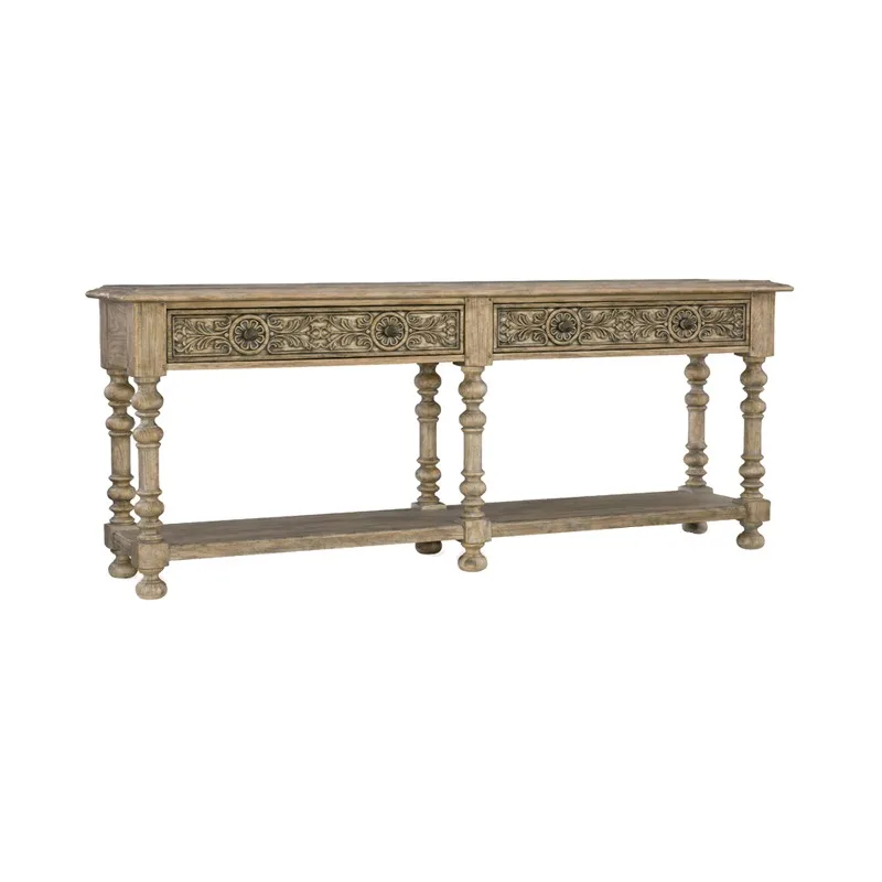 

Carved old solid wood entrance table, European neoclassical retro foyer cabinet decorative cabinet high-end customized side
