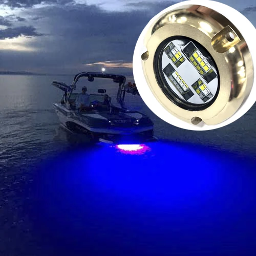 

Marine Grade Bronze Underwater LED Boat Light Blue White Dual Color 12V LED Spot Lights Surface Mount Boat Transom Lights