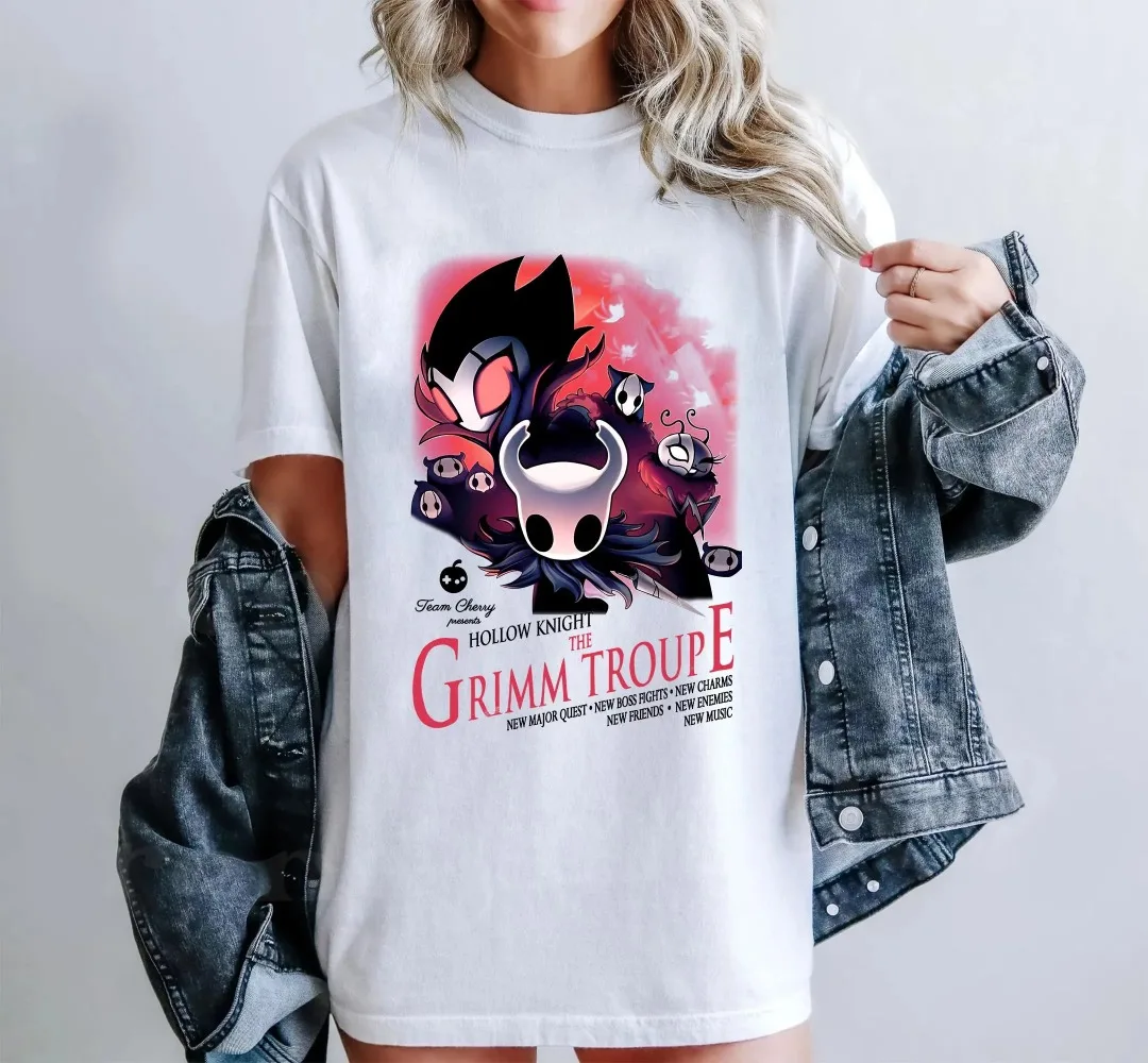 قميص الفارس المجوف: Grimm Troupe Boss Fight Fan تي شيرت بألوان مريحة تي شيرت بأكمام قصيرة للرجال والنساء لجميع المواسم