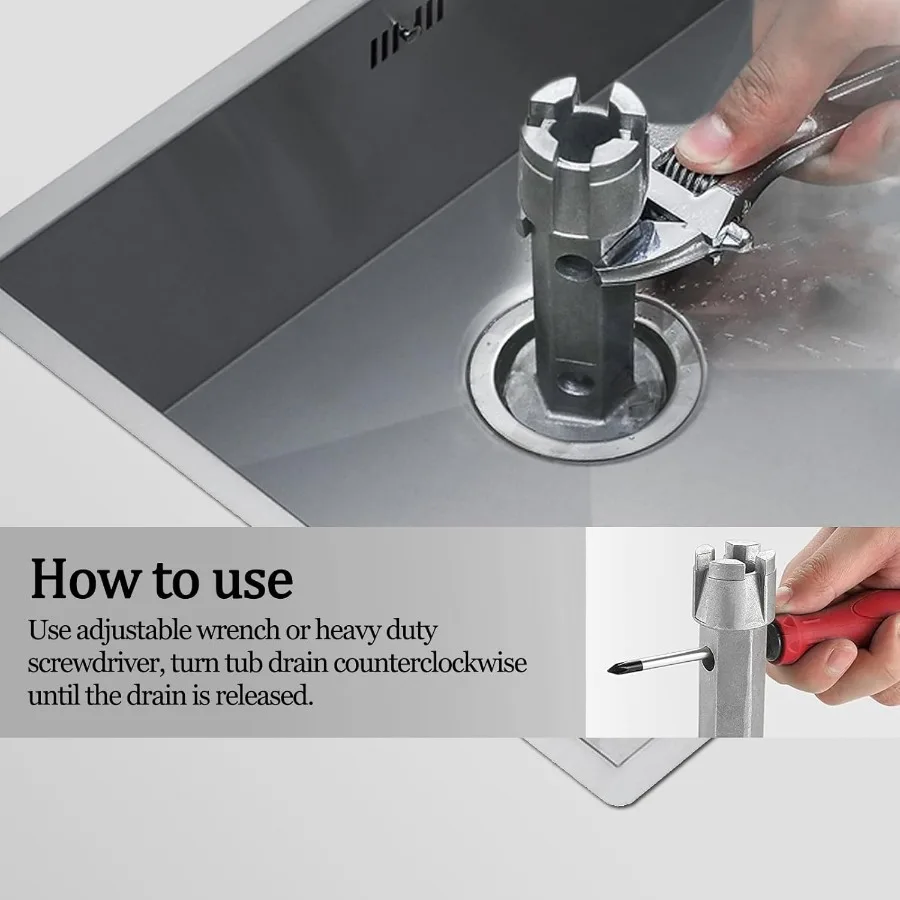 

Bathtub drain removal wrench - featuring a durable metal structure, ergonomic handle and sharp teeth design