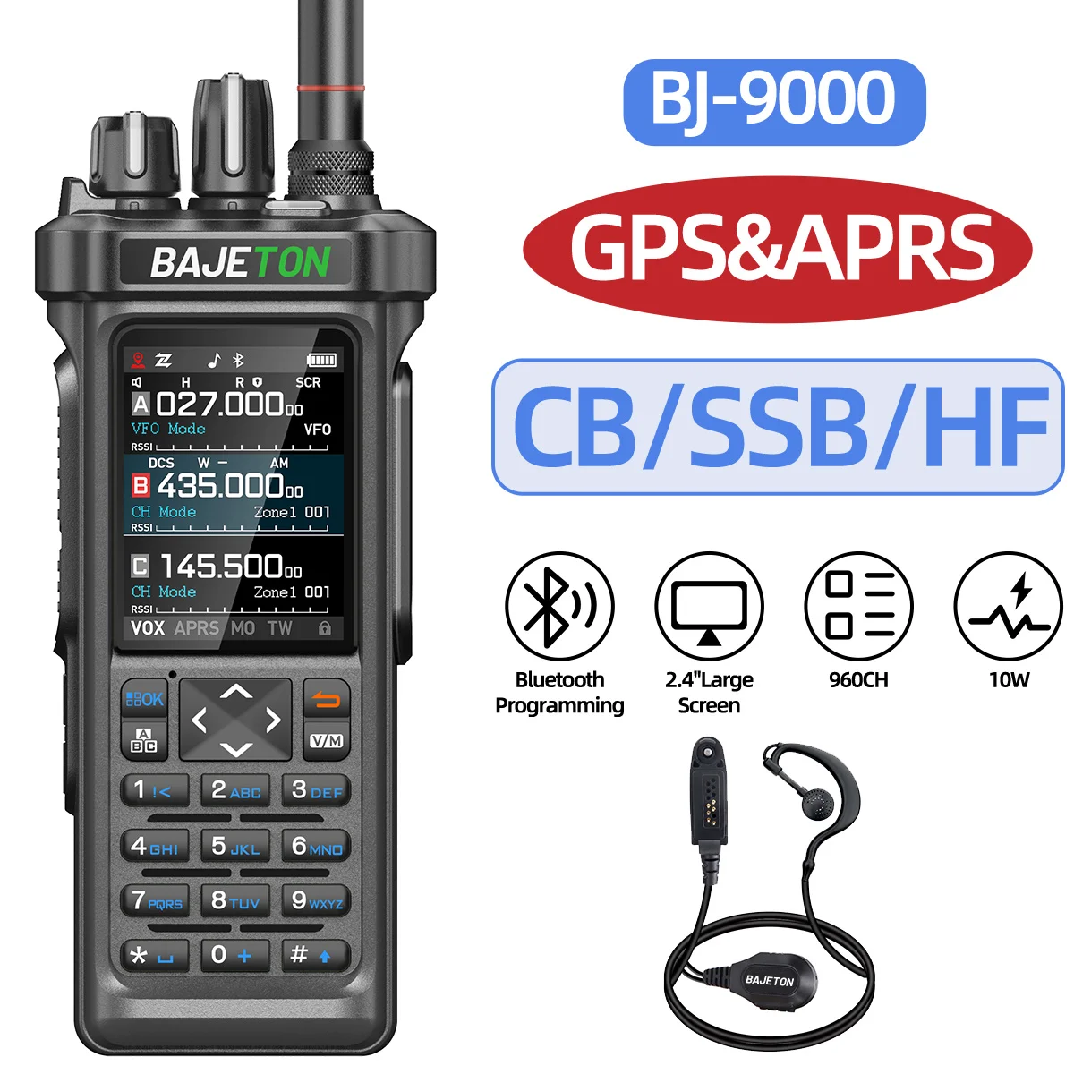 BAJETON BJ-9000トランシーバー CB/SSB/RX/HF受信機 GPS APRS 10W