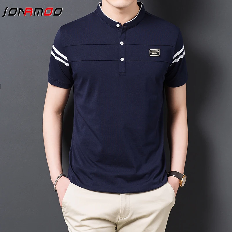 Men's Fashion Summer POLO T-shirt Casual Breathable Top Stand Up Neck Short Sleeve Korean Comfortable T-shirt