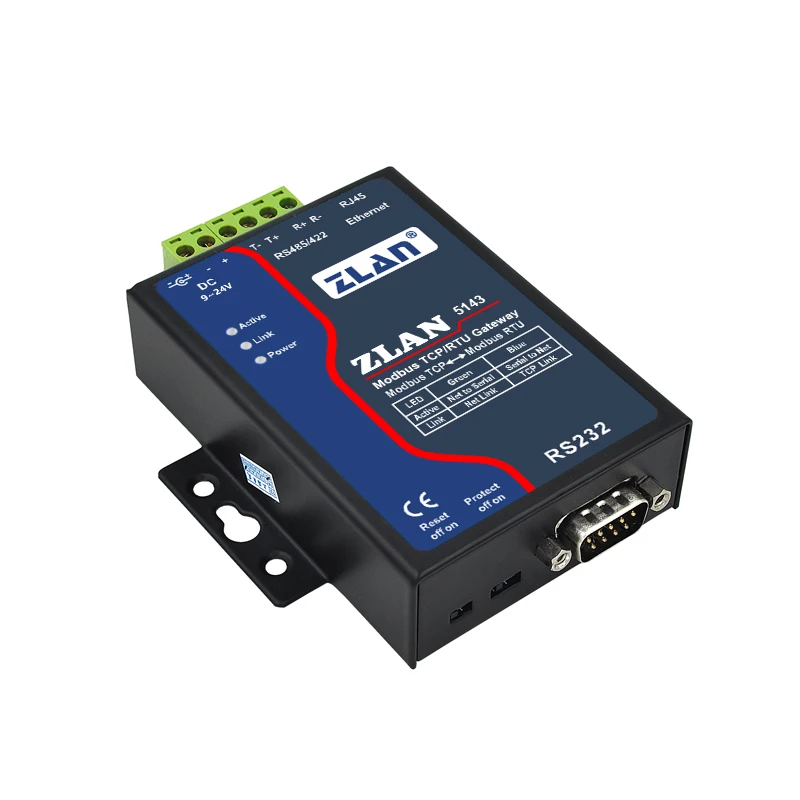 시리얼 서비스 컨버터 이더넷 RJ45 TCP/IP에서 RS232/RS485/422 시리얼 서비스 컨버터 모드버스 RTU ZLAN5143
