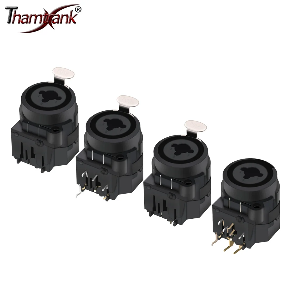 4pcs 3Pins 6.35mm XLR Connector Female Jack Socket 6/7/11 Feet Straight Chassis Conector Dual Function Audio Panel Mount Adapter