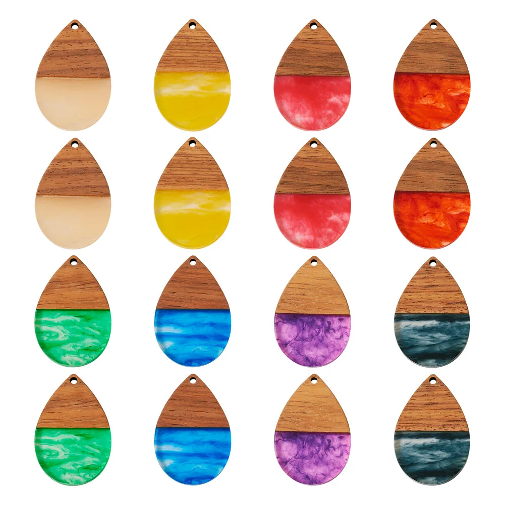 Pandahall Resin & Wood Pendants Charms Teardrop Rectangle Donut Rhombus Ring for Jewelry Making DIY Bracelet Necklace Supplies