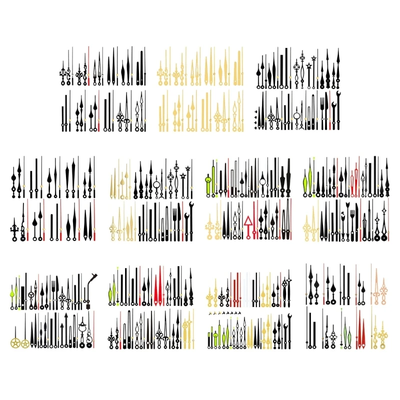 DIY Clock Hands 10/12/14/15/18set for DIY Clock Making Simple Installation Versatile Use Clock Repair or Customization Dropship