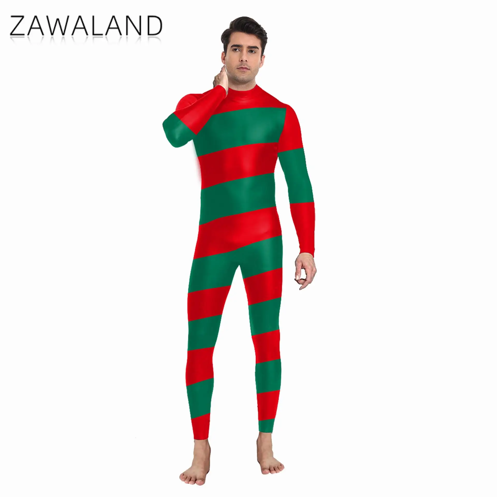 Zawaland-女性のためのクリスマスコスチューム、コスプレボディスーツ、ジャンプスーツ、キャッツスーツ、キャンディカラー、zentai、男、休日、クリスマス