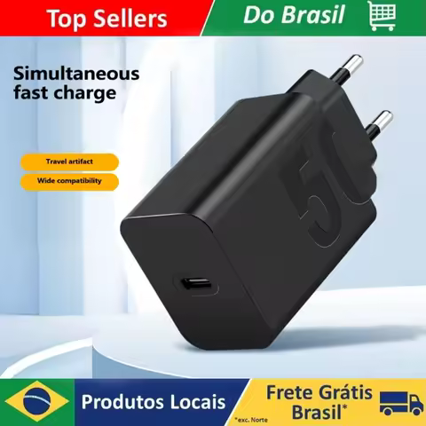 Carregador Rápido de 50W Adaptador de Energia EU Cabo Tipo C
