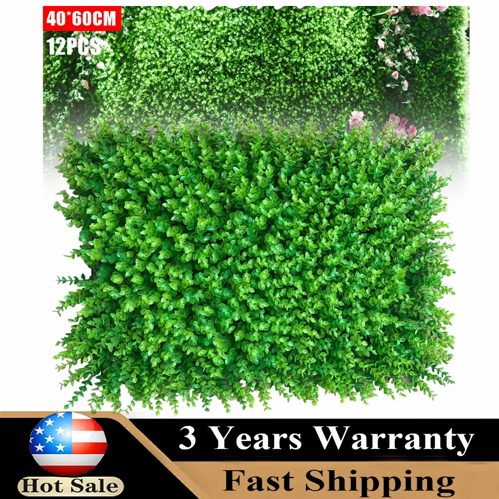 

12pcs Greenery Wall Decor Artificial Boxwood Panels Mat Wall Greenery Wall Backdrop Faux Grass Decor Plant Privacy Fence